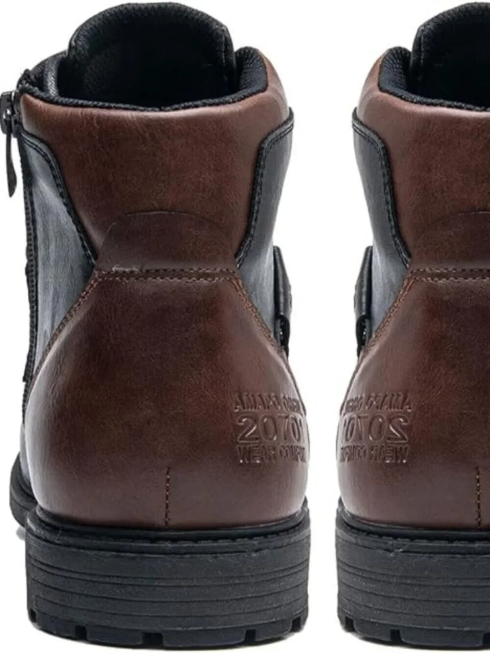 Men's Black Faux Leather Mid Top Lace-Up Side Zipper Casual Oxford Dress Boots